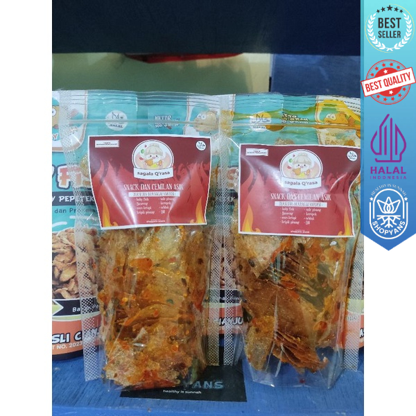 

snack cemilan makroni kerupuk seblak keripik kaca pedas daun jeruk