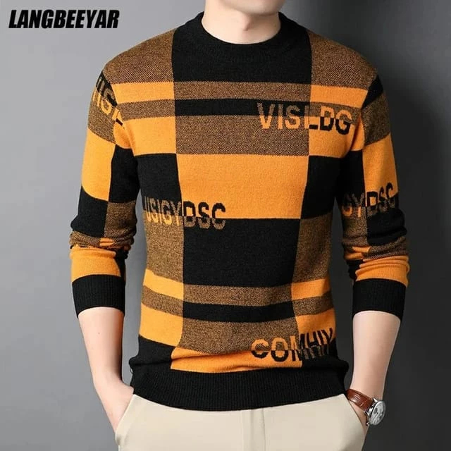 RB Sweater Rajut Premium Tebal Pria Kotak-Kotak