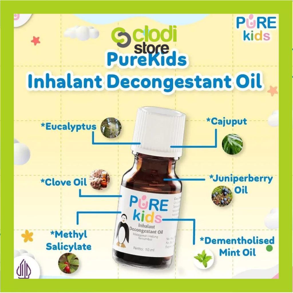 Pure kids baby inhalant decongestant oil 10ml untuk batuk pilek anak obat batuk pilek inhalant bayi 