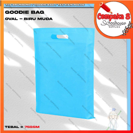

Goodie Bag Tas Belanja Spunbond Model Oval Dcut Kantong Kain Souvenir Biru S - SEV0062