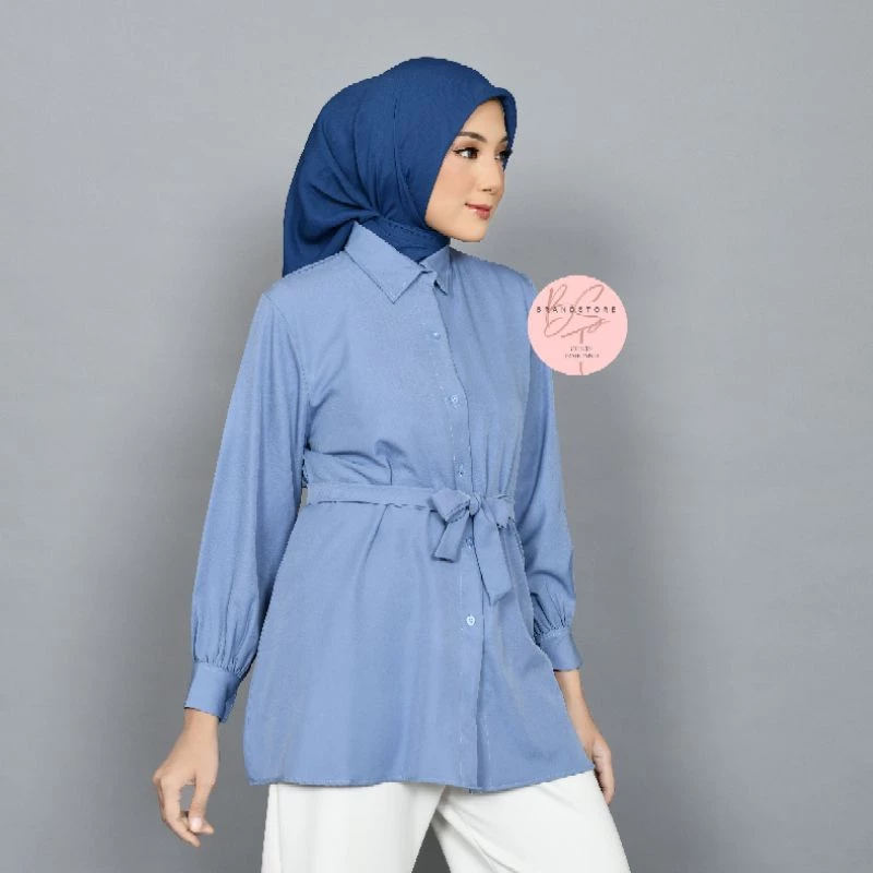 AMALIA Top Shakila Botega Atasan Kemeja Blouse Polos Kasual Kekinian