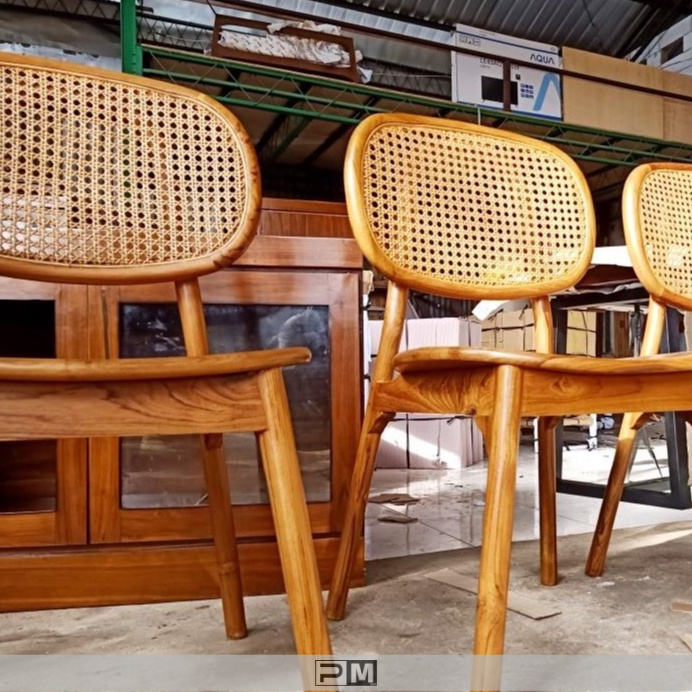 KURSI MAKAN JATI ROTAN / KURSI CAFE JATI ROTAN/KURSI ROTAN KAYU JATI