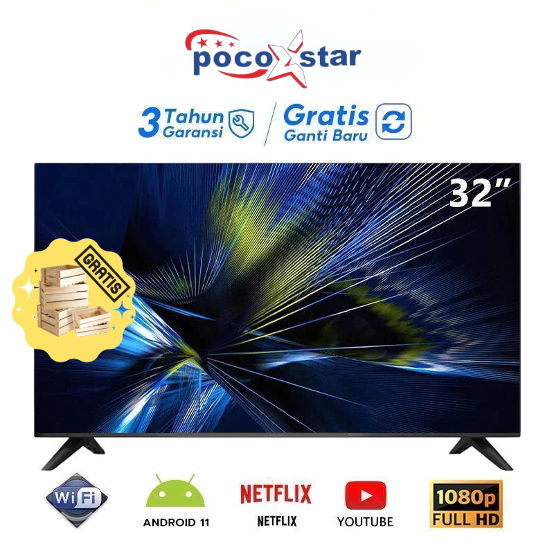 POCOSTAR TV Digital TV 32 inch Smart TV Android 11.0 Ready Televisi