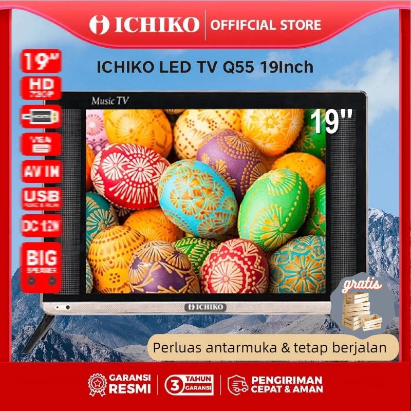 ICHIKO Smart TV LED TV 19/32 Inch HD-USB/HDMI Plug & Play Movie USB HDMI-Tanpa STB