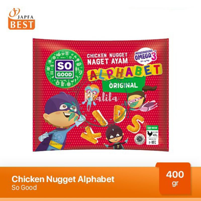 

So Good Chicken Nugget Alphabet Naget Ayam Bentuk Huruf Kemasan 400 Gram