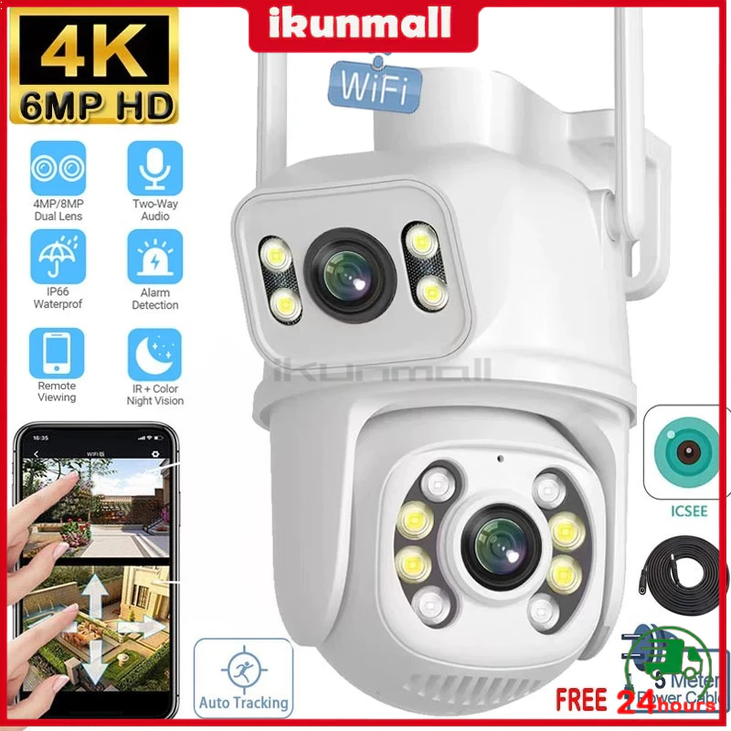 【COD】Camera IP CCTV 6MP Dual Lens Outdoor Kamera Wifi Outdoor Waterproof 360 Derajat Camera CCTV Dua