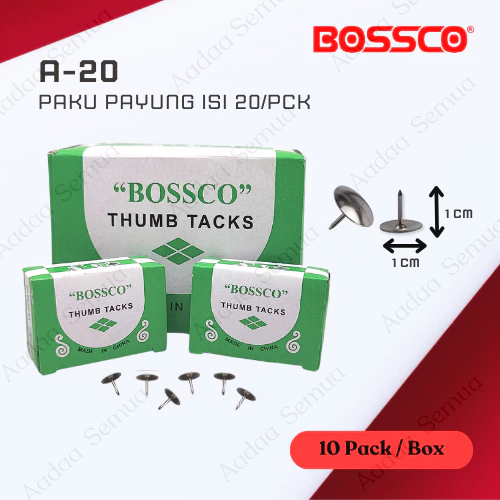 

Paku Payung BOSSCO / BOSSCO Thumb Tacks / BOSSCO Pines 1 Pack Kecil isi 20 Paku