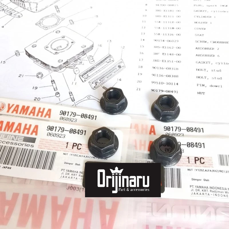NUT MUR CYLINDER BLOK RXZ RZR ORI ORIGINAL 90179-08491