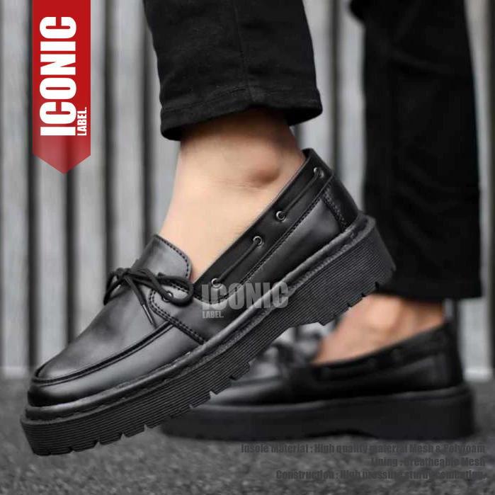 Sepatu Loafers Slop Pria Docmart Hak Tinggi 5 cm