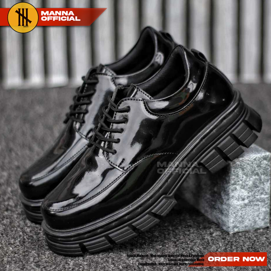 Sepatu Oxford Hak Tinggi Hitam Docmart Pria
