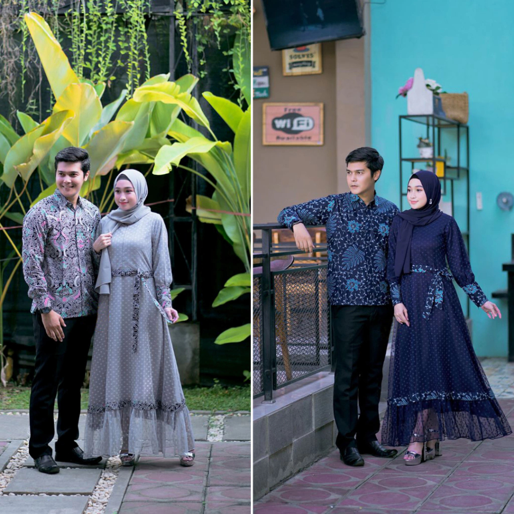 Gamis Brukat Couple Terbaru, Gamis Remaja Batik Couple Untuk Kondangan Lamaran Wisuda Lebaran