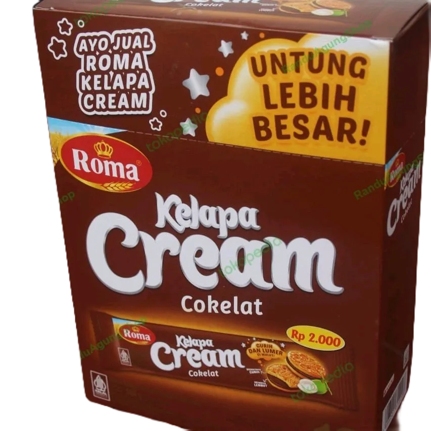 

Roma kelapa cream cokelat 504 gr, 1 pak isi 12 @ 42 gr