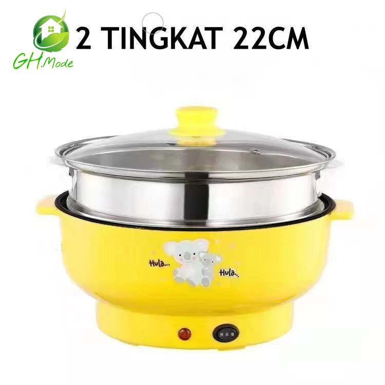 Panci Listrik Besar Anti lengket Serbaguna Kapasitas Besar Multifungsi Free Kukusan 22 Cm