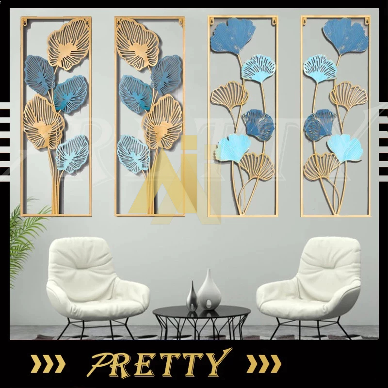 COD Wall Decor Hiasan Dinding Frame Metal Gold Daun Leaf Ginko Wall Decor Nordic Decoration moulding
