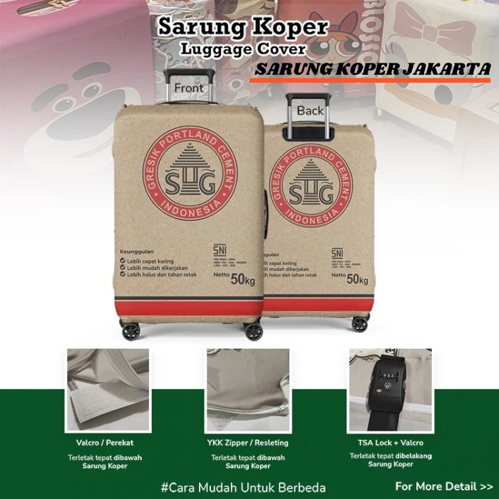 SARUNG KOPER JAKARTA Sarung Koper Karung Semen Gresik / Luggage Cover / Sarung Pelindung Koper