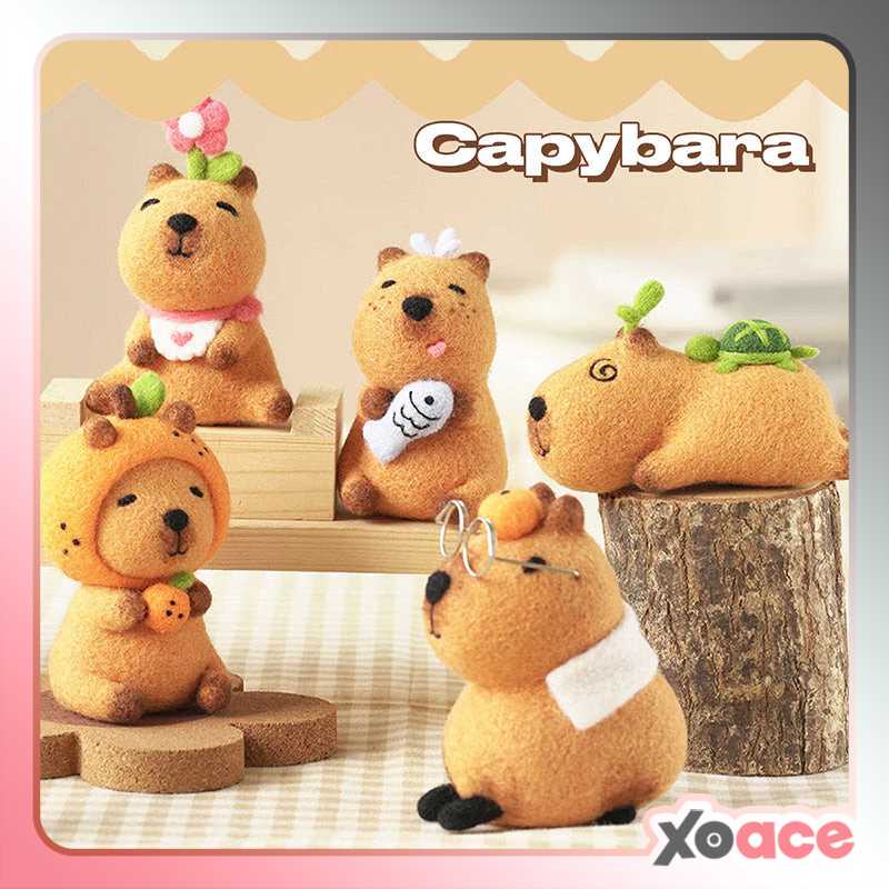 DIY Kit Animal Felt Wool Needle Poke Kerajinan Boneka Capybara Binatang Lucu