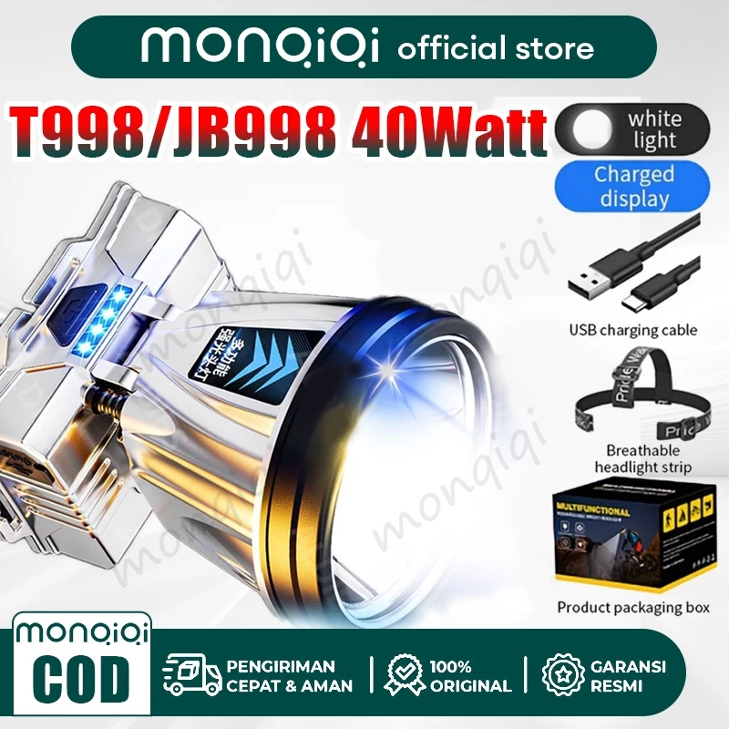Monqiqi Lampu Senter Kepala LED Rechargeable Headlamp Super Terang Air Bisa Di Cas Head lamp Cas