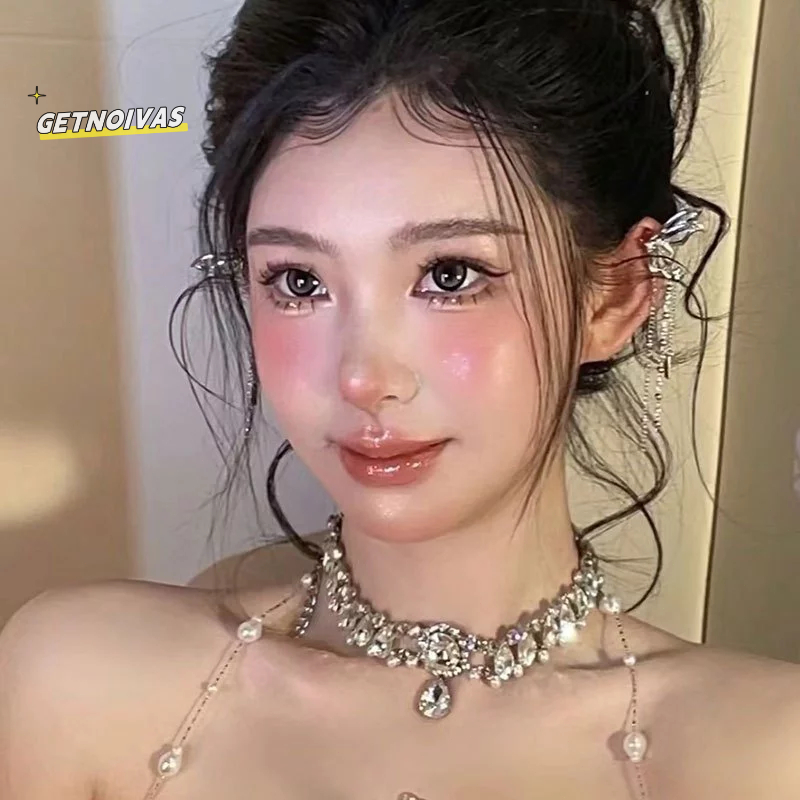 Kalung Kristal Choker Vintage Choker Mewah Untuk Wanita Kalung Rhinestone Besar Untuk Perhiasan