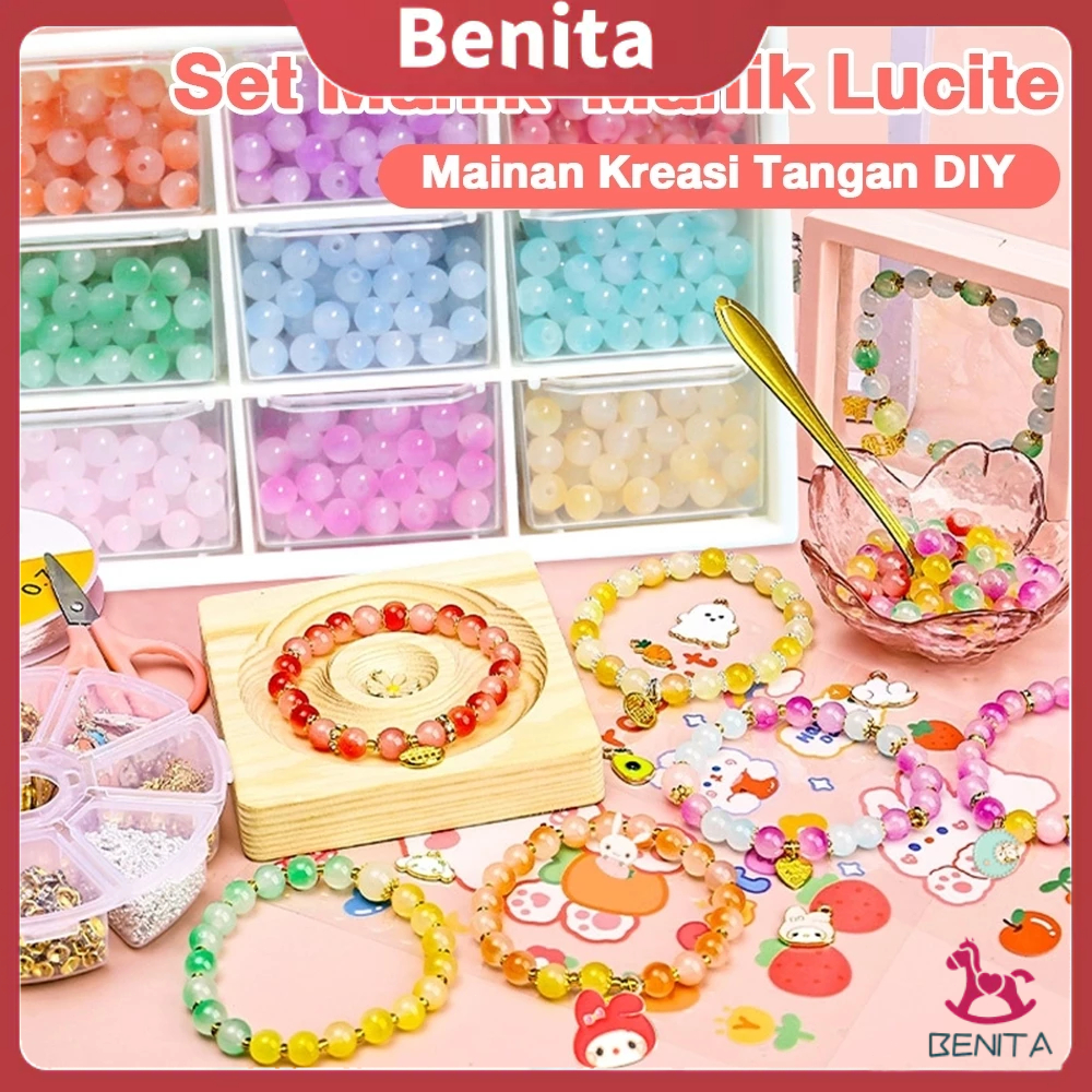 【COD】DIY Gelang Set Manik Manik Kristal DIY Bracelet Gelang Set Aesthetic Mainan Anak Perempuan Akse