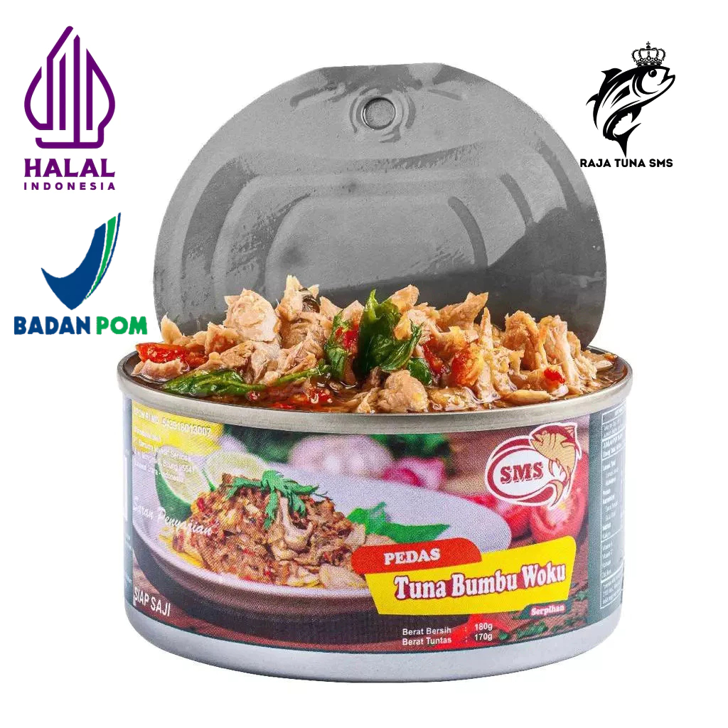 

Tuna flake dalam bumbu woku 180gr - tuna kaleng SMS