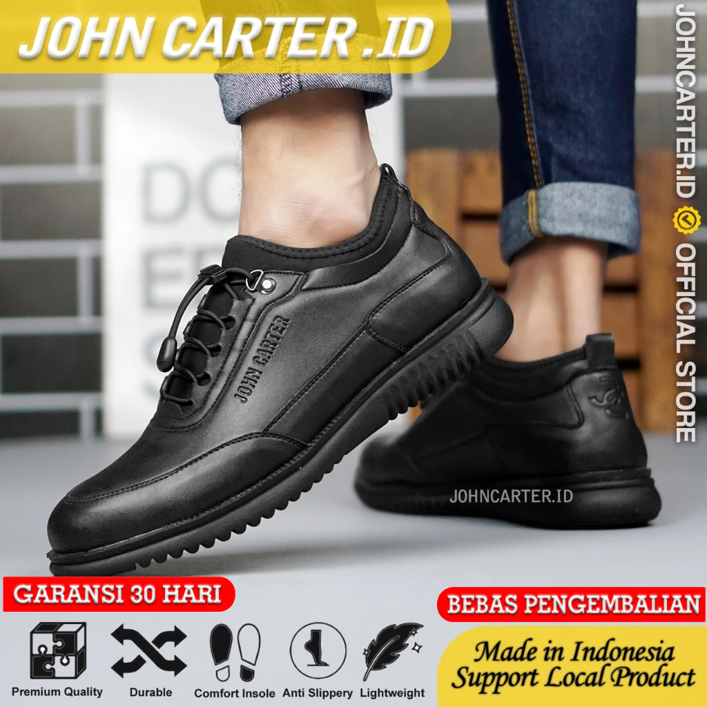John Carter Othello Sepatu Pantofel Formal Kasual Pria Hitam