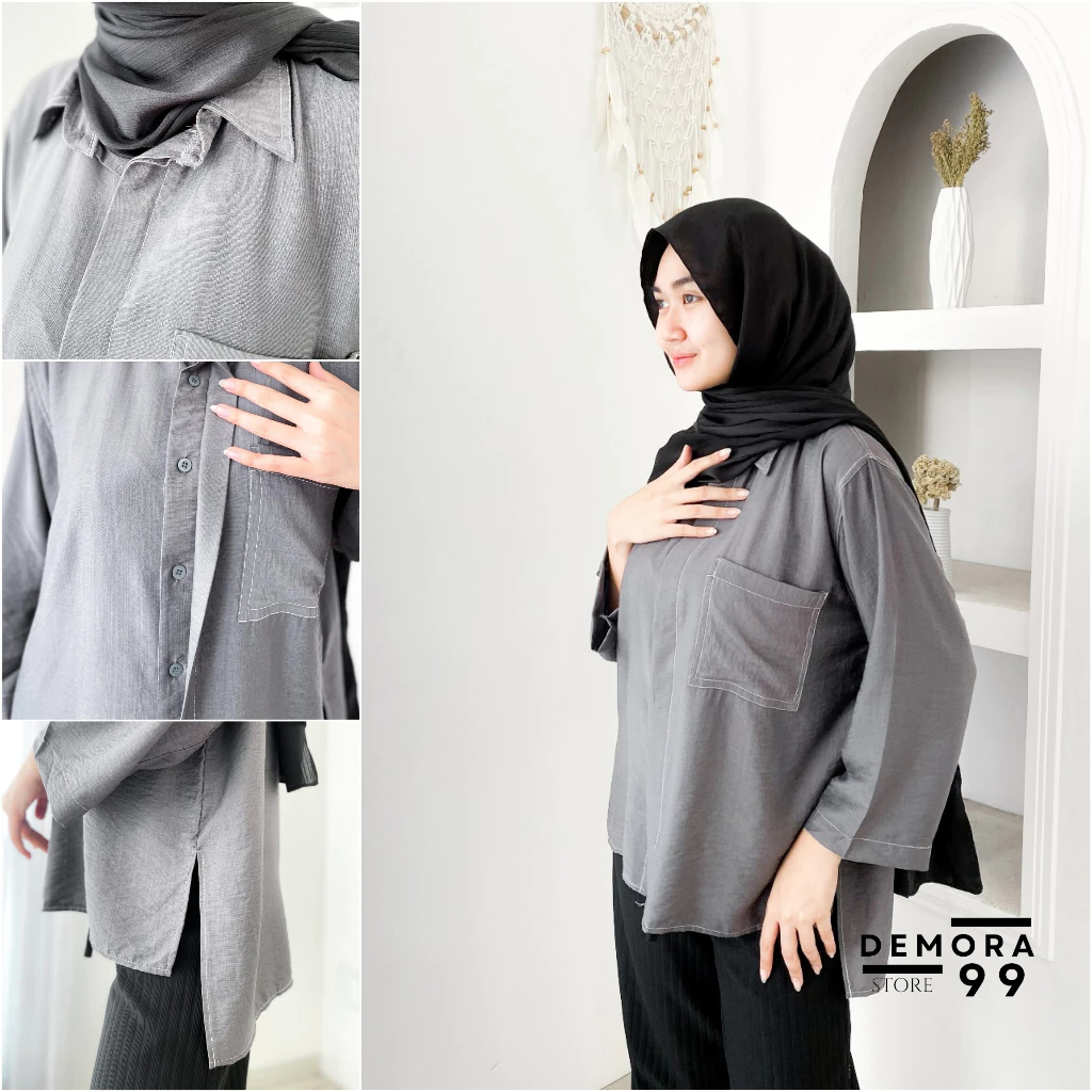 SHELLYN SHIRT Kemeja Wanita Fashionable Atasan Wanita Hijab Baju Cewek Kekinian Adem Terbaru