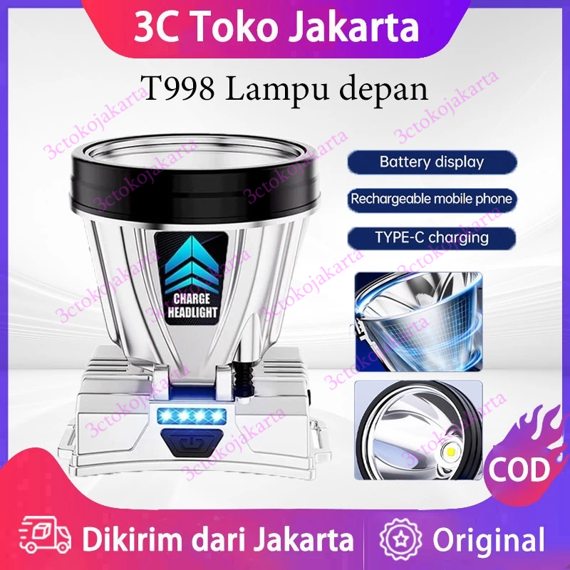 Headlamp Outdoor Senter Kepala 500 Watt Super Terang Anti Air Senter Kepala Led Zoom Senter Awet
