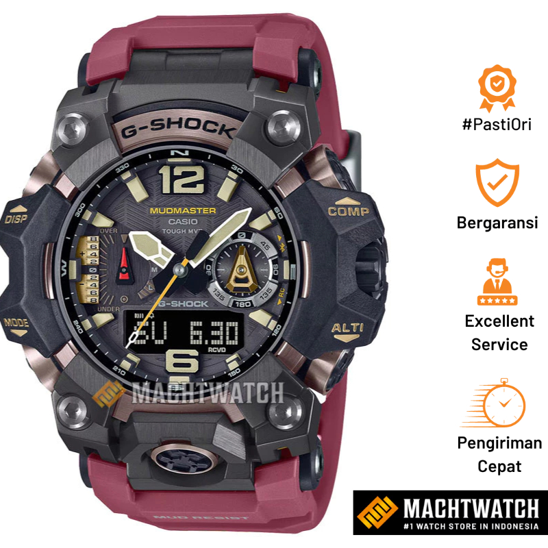 Jam Tangan Pria Casio G-Shock Mudmaster GWG-B1000-1A4DR Master Of G-Land Digital Analog Dial Red Res