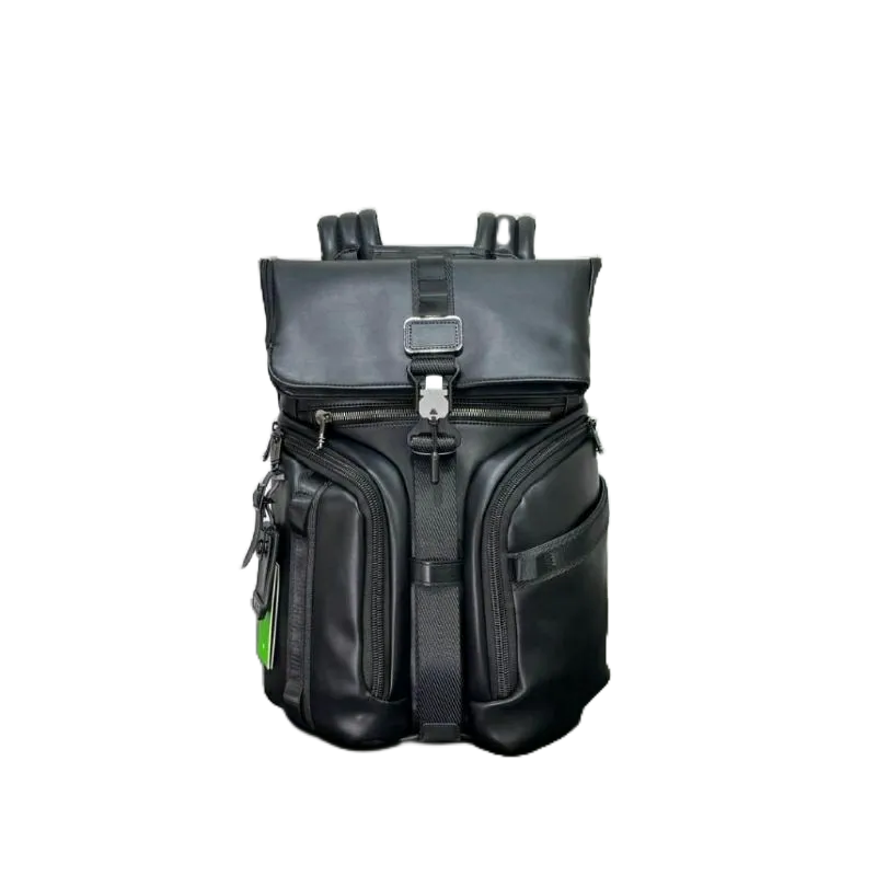 Tas  tumi Ransel LLogistics Free Embos Kulit Hitam Leather Black Backpack Rancel Tas Gunung Travel P