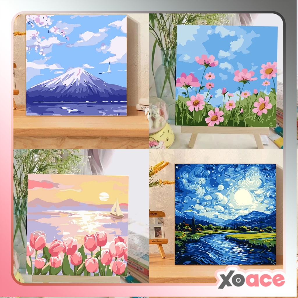 

[20x20] Paint By Number Painting By Numbers Kit DIY Digital Lukisan Canvas Seri H Scenery Pemandangan