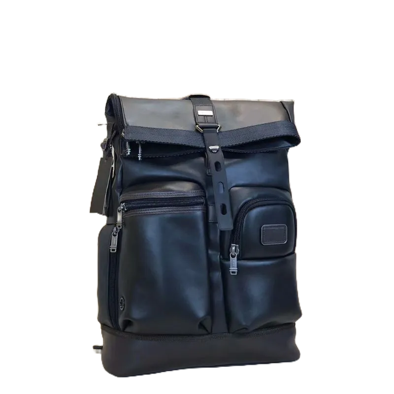 Tas  tumi Ransel LLuke Roll Free Embos Kulit Hitam Leather Black Backpack Rancel Tas Gunung Travel P