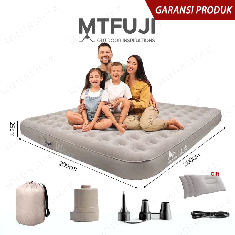 Kasur Angin Camping Pompa Otomatis Terintegrasi Kasur Ekstra Besar Tempat Tidur untuk 4 Orang