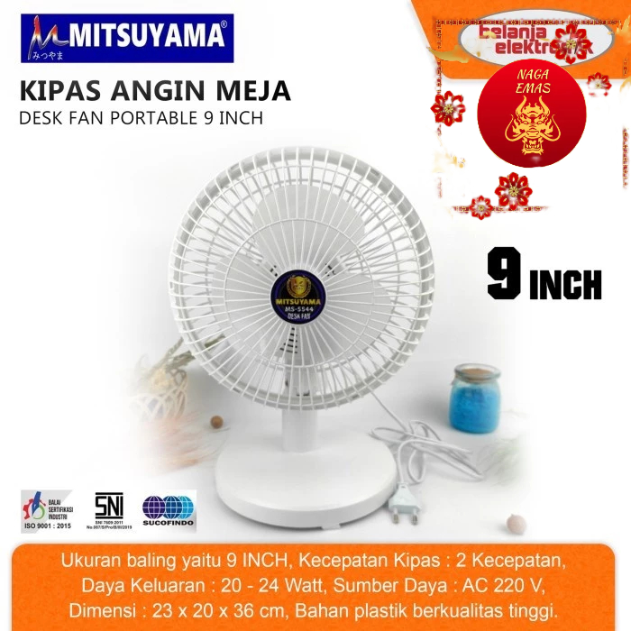 Kipas Angin Meja Mitsuyama Ms-5544 Desk Fan Series 9 Inch Ms 5544