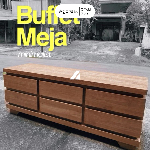 Buffet tv Minimalist kayu jati grade A meja tv lemari kabinet kayu jati