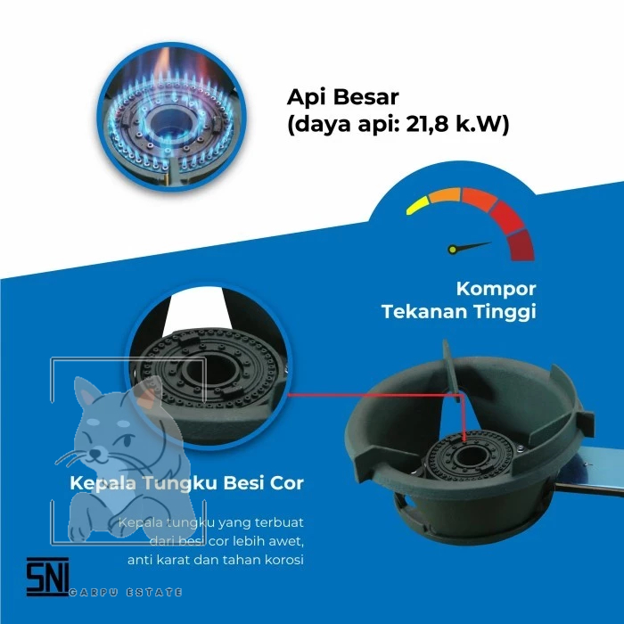 Kompor Komersil 1 Tungku Tekanan Tinggi Miyako Mh-388 Mh388 Mh 388