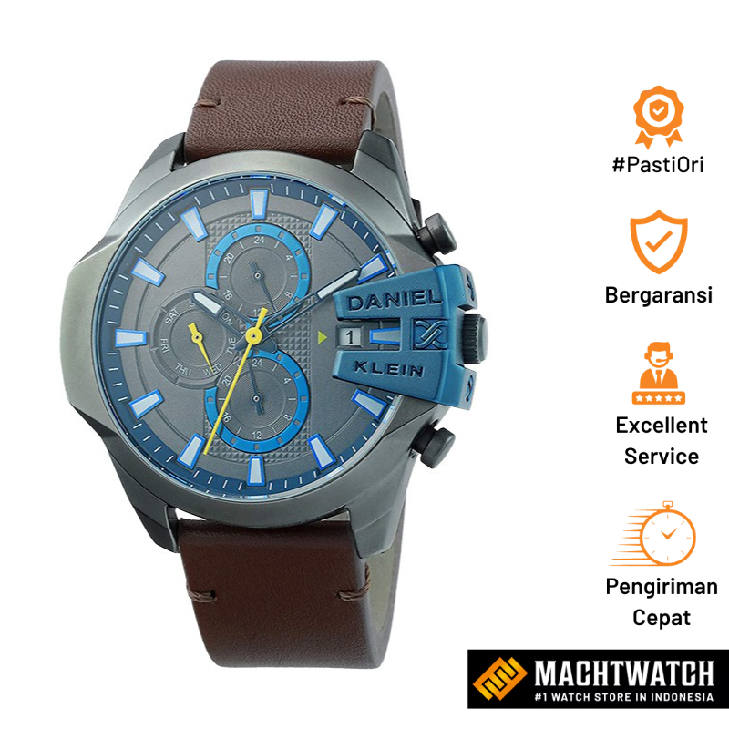Jam Tangan Pria Daniel Klein Exclusive DK12352-5 Men Gray Dial Brown Leather Strap
