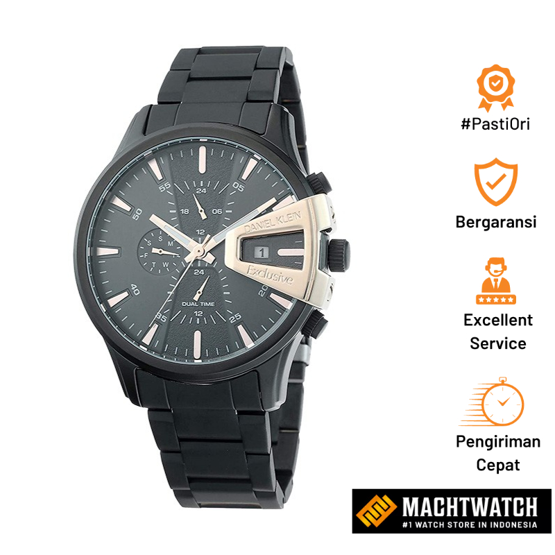 Jam Tangan Pria Daniel Klein Exclusive DK12388-3 Men Black Dial Black Stainless Steel Strap