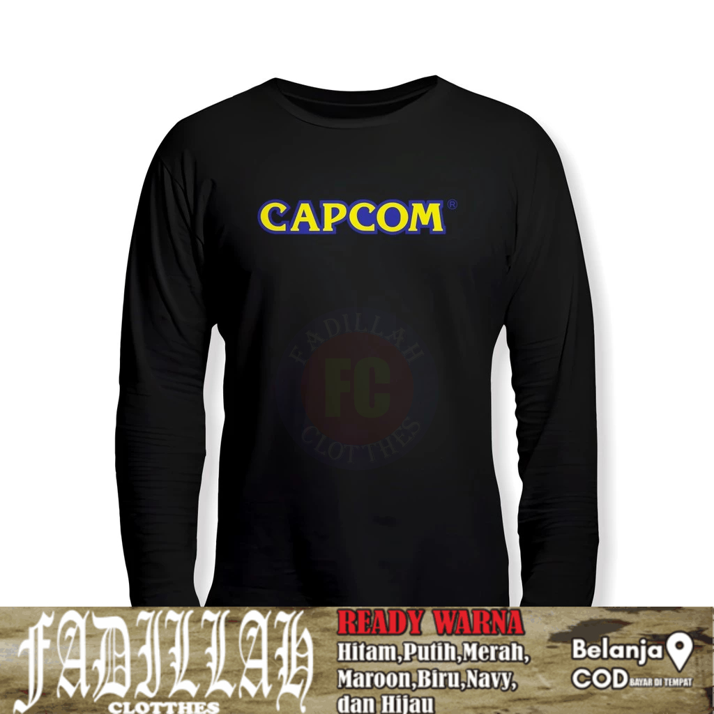 Baju Kaos Capcom LogLengan Panjang Kaos Distro