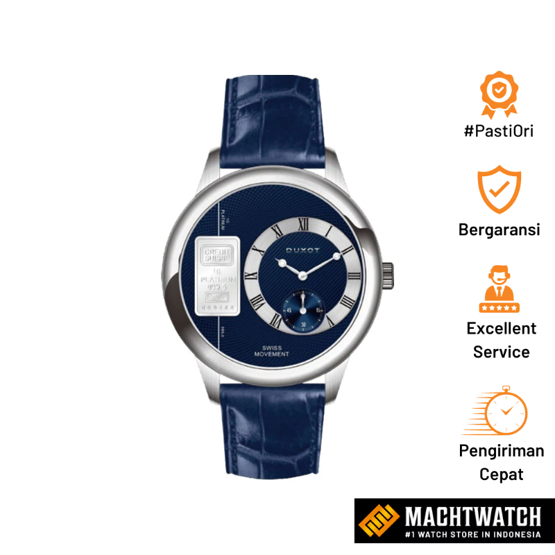 Jam Tangan Pria DUXOT DX-2042-01 Men Blue Dial With Platinum Bar Blue Leather Strap Limited Edition
