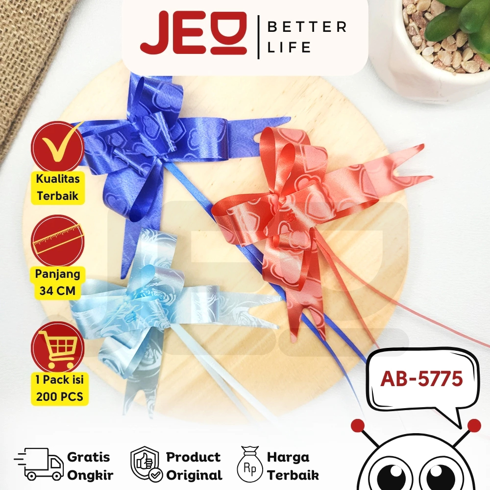 

1 Bungkus isi 200 Pcs JEDI Pita TARIK Motif 18 mm Serut Parcel Kado Souvenir Motif 18 mm