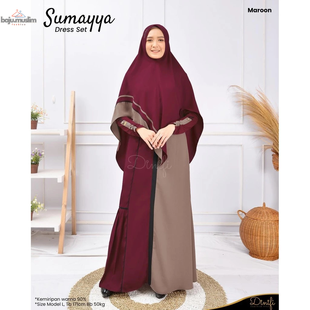 MOUZA | Gamis Syari Wanita Dewasa Set Hijab Khimar Sumayya Dress by Mouza