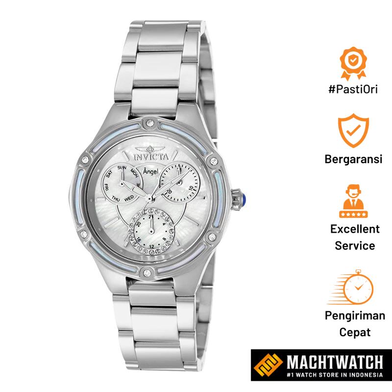 Jam Tangan Wanita INVICTA Angel 40375 Ladies Mother Of Pearl Dial Stainless Steel Strap