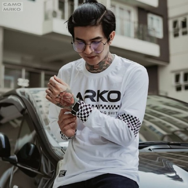 Kaos Lengan Panjang Distro Bandung CAMO MRKO Official Checkerboard Long Sleeve Racing Original Cloth