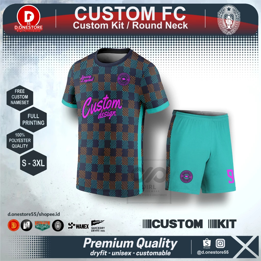 SETELAN JERSEY CUSTOM BOLA FUTSAL FC CLASSIC FREE NAME SET DRY FIT FULL PRINTING