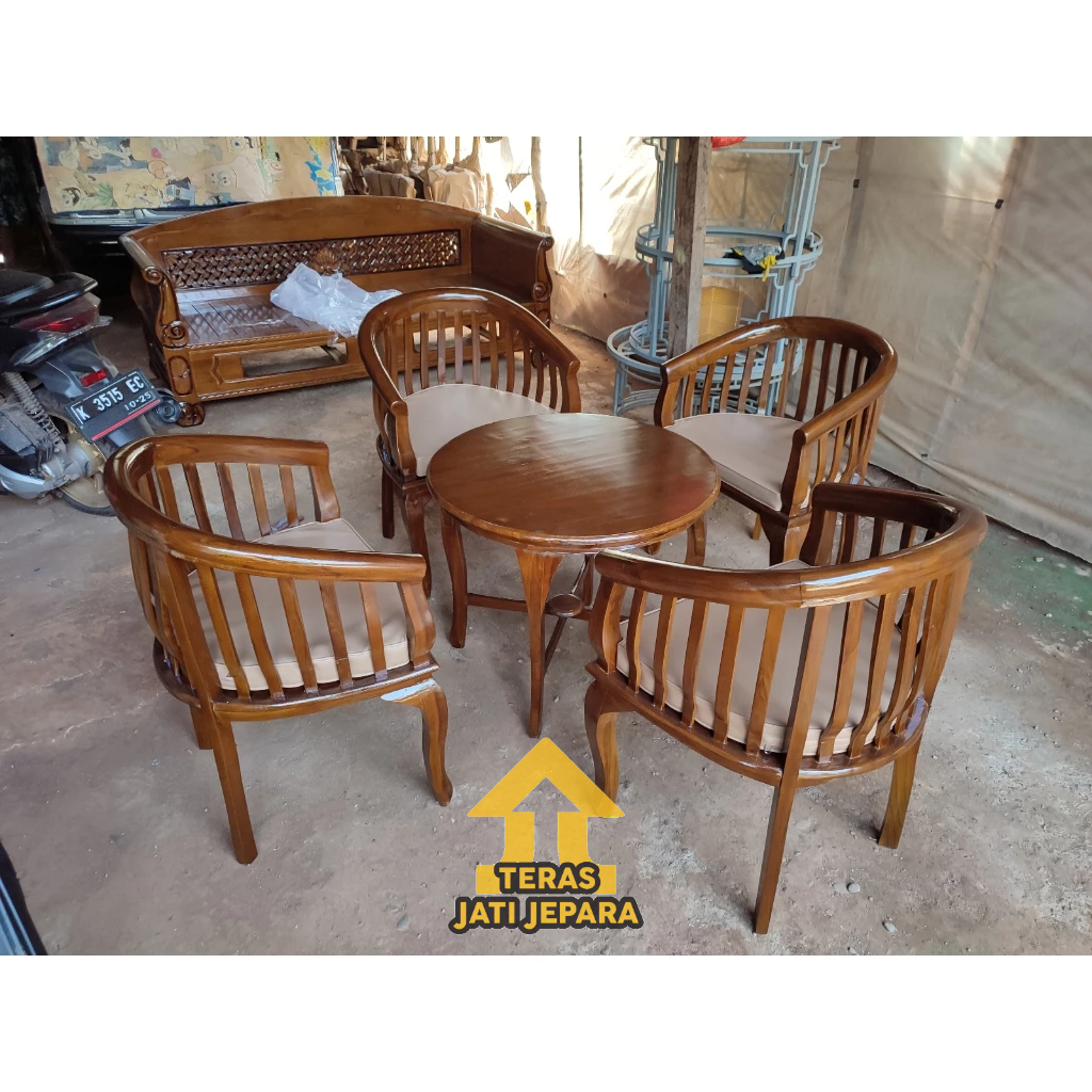 Kursi Tamu Betawi + Bantal Dudukan / Kursi Lenong / Meja Tamu Kayu Jati