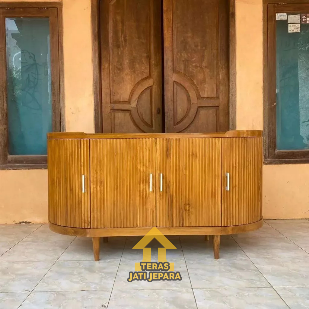 Meja TV Oval Kayu Jati / Meja Minimalis Oval / kabinet Minimalis / Almari Kabinet