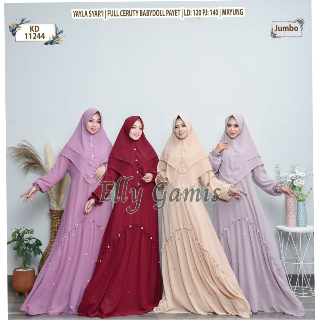 Gamis Brukat Jumbo Fathian LD 110-120 Baju Pesta Ceruty Bordir Big size XXXL Tanpa Kerudung Premium
