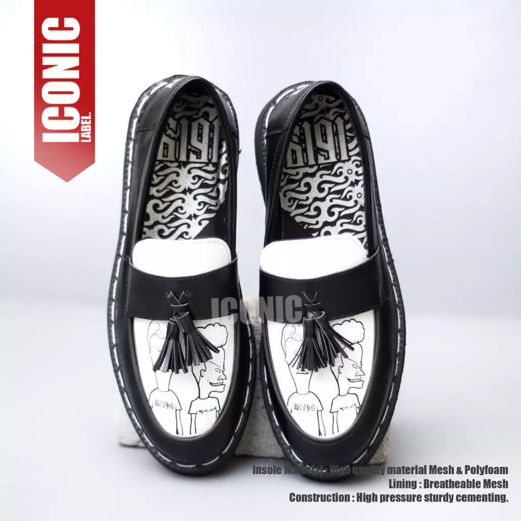 Sepatu Formal Loafers Casual Hitam Pria Kulit Pu Pdh