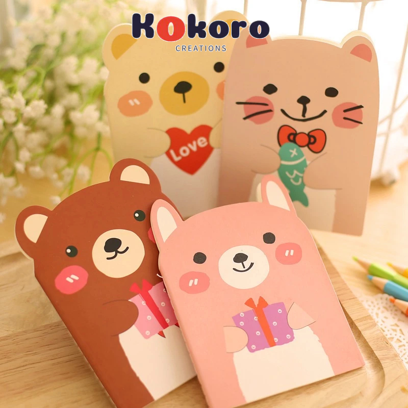 

KokoroCreations - [SK60] Buku Tulis mini note book kecil BUKU DIARY BOOK HARIAN bentuk binatang karakter animal kartun beruang kucing bear catlucu