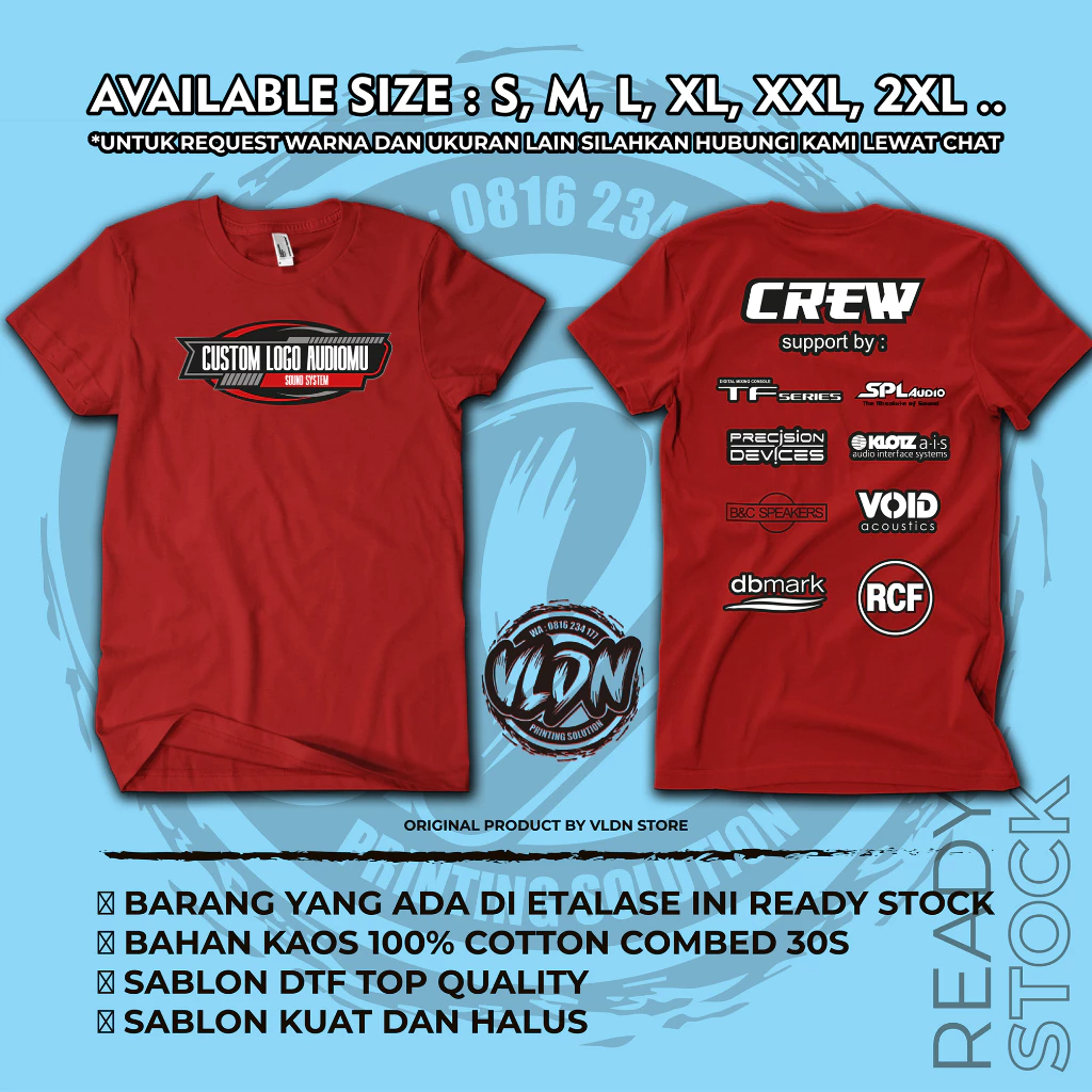 Kaos Request NAMA sound system audio, Bisa request tanpa minimal order Kaos - Vldn